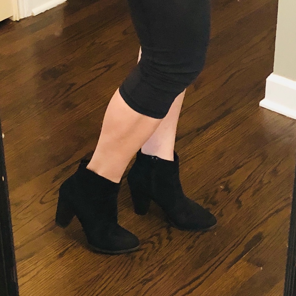 Express black suede booties. 9.5